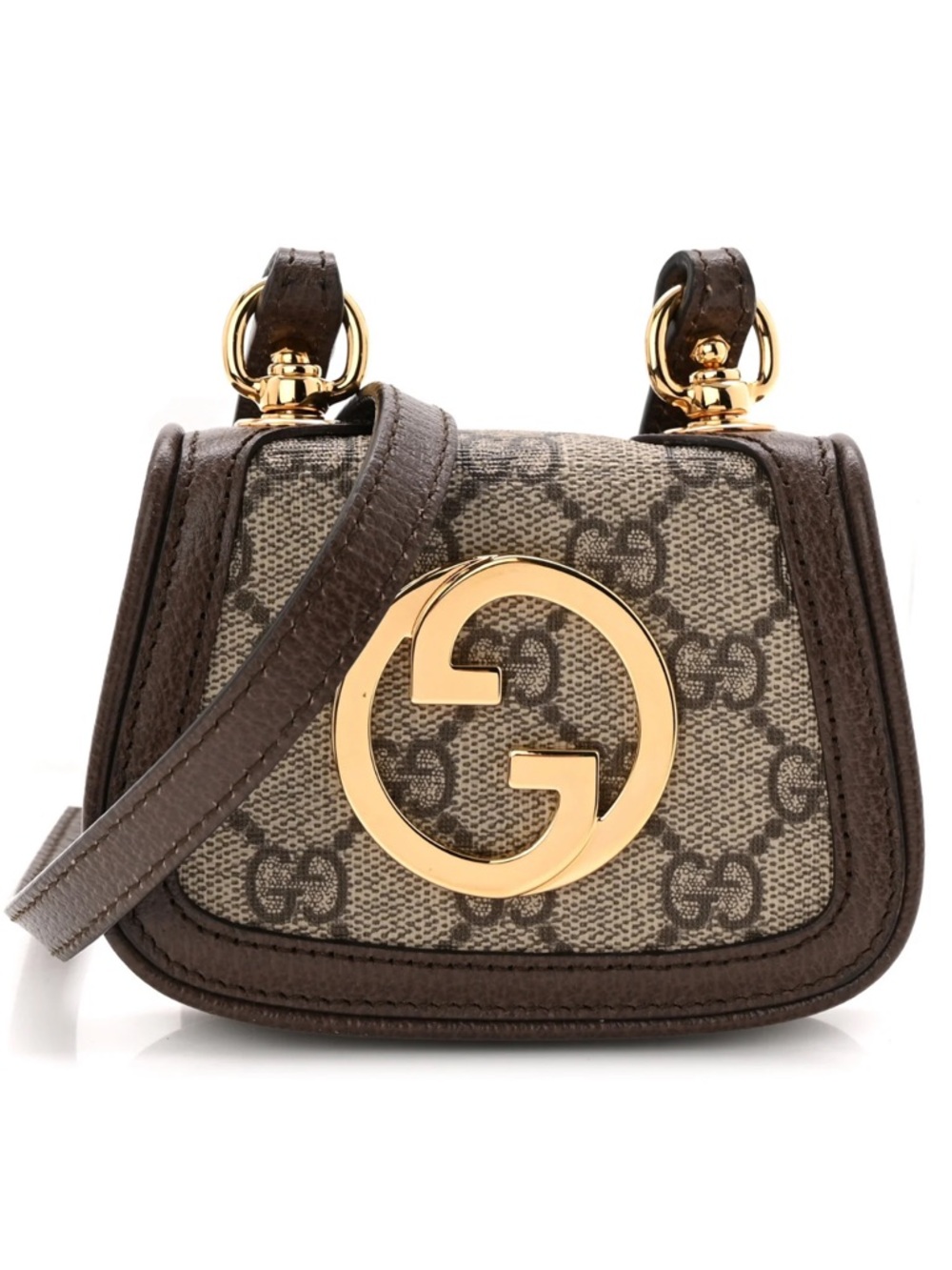 GG Supreme Monogram Textured Dollar Calfskin Blondie Card Case Wallet